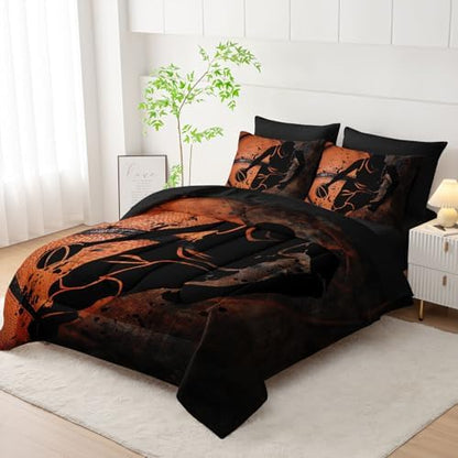 7Pcs Sports Comforter Set Basketball Printed Bedding Set with 1 Comforter, 1 Flat Sheet, 1 Fitted Sheet and 4 Pillowcases for Boys and Girls Bedroom (Basketball-2 Twin