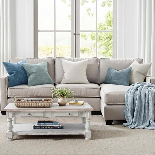MIULEE Decorative Couch Throw Pillow Covers 18x18 Inch Coastal Blue 2 Pack