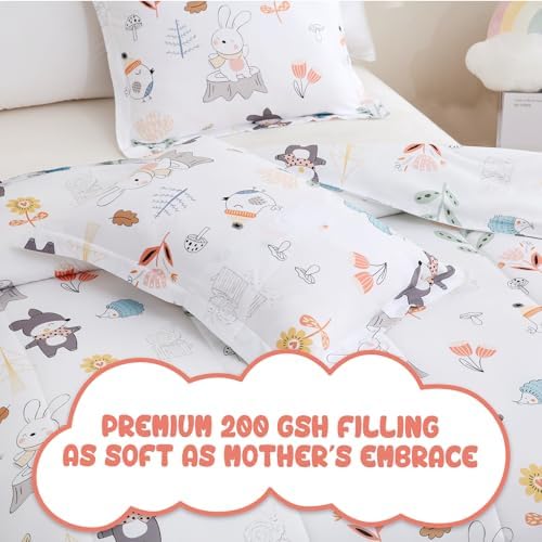 Yibeizi Woodland Animals Comforter Twin Kids Forest Bedding Set