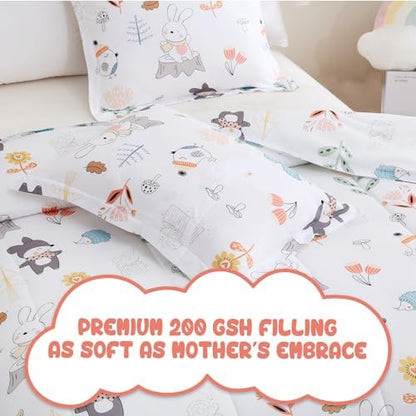 Yibeizi Woodland Animals Comforter Twin Kids Forest Bedding Set