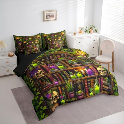 Feelyou Fairy Library Comforter Set King SizeMagic Bookshelf 7 Pcs Bedding for Kids and AdultsFairy Tale Boys Girls Bed in a Bag Bed Sheet Sets with Fitted Sheet Pillowcases for Bedroom Bed Decor