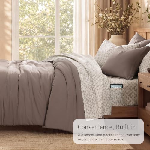 Full Comforter Set with Sheets-7 Pieces Soft Recycled Bed in a Bag Bedding
