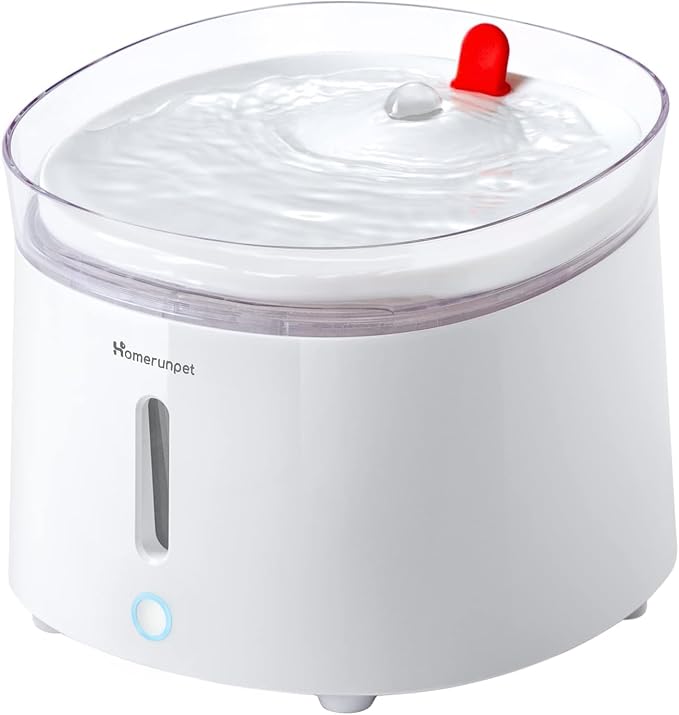 Homerunpet Cat Water Fountain Porcelain-Tray, Ultra Quiet Pet Fountain | Wireless Self-Cleaning Pump, Easy-to-Clean with Smart LED and 4-Stage Filtration for cats and Dogs, 68oz