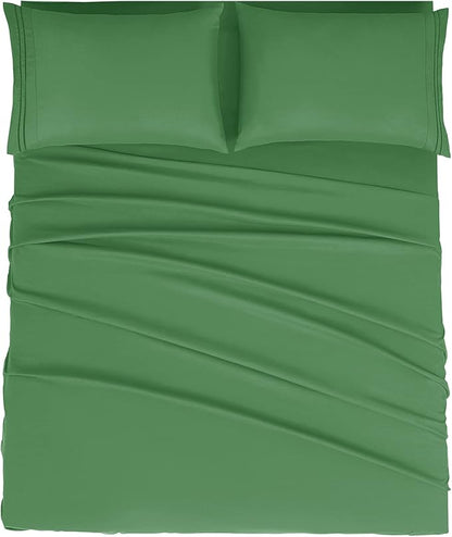 Mejoroom Bed Sheets Set - Extra Soft Luxury Full Size Sheets with 16 Inch Deep Pocket - Premium Bedding Collection - Breathable, Wrinkle, Fade & Stain Resistant - 4 Piece (Full, Calla Green)