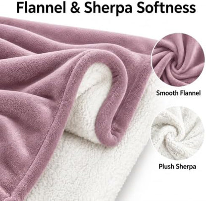Electric Heated Blanket King Size 90" x 100", Soft Flannel for Bed, Couples, 10 Heat Settings, 1-12H Auto Shut Off, Dual Zone Controls, Overheat Protection, Machine Washable, Purple