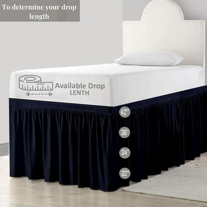 eBeddy Linens Split Corner Dust Ruffle Dorm Bed Skirt Twin XL – 34 Inch Drop, 100% Microfiber, Extra Long Bed Skirt for College Dorm, Platform Style, Navy Blue Solid, Hidden Storage Solution, Easy Fit