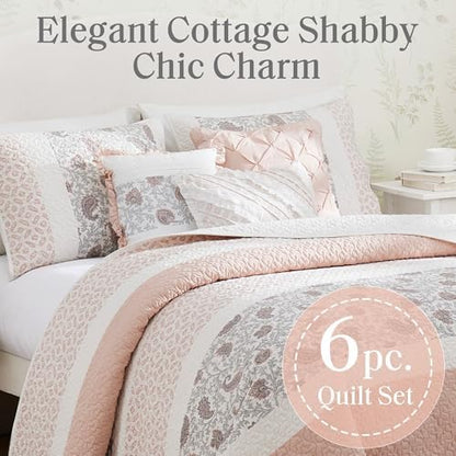 Madison Park Shabby Chic Cotton Quilt Set, 6PC Full/Queen Coverlet
