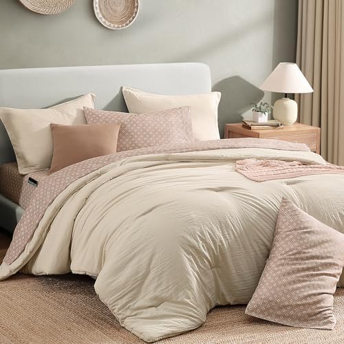 Monbix King Size Comforter Set- 7 Pieces Soft Bed in a Bag King Bedding Set