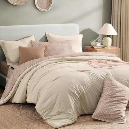 Monbix King Size Comforter Set- 7 Pieces Soft Bed in a Bag King Bedding Set