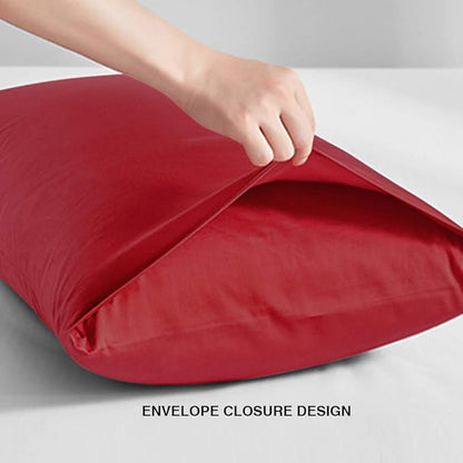 FLXXIE Pillow Cases Queen, Soft Microfiber Pillow Covers with Envelope Closure, Wrinkle Resistant Pillowcases, 2 Piece Set, 20x30, Wine Red