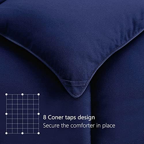 TEXARTIST Queen Comforter, All Season Down Alternative Navy Duvet Insert