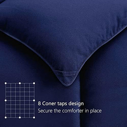 TEXARTIST Queen Comforter, All Season Down Alternative Navy Duvet Insert