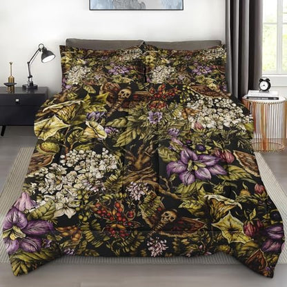 Pamnest King Comforter Set, 3 Pieces Moth Witch Bedding, All Season
