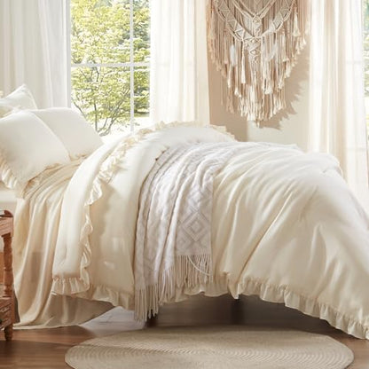 Anluoer King Size Comforter Set 7 Piece,Ruffle Bed in a Bag Bedding Sets