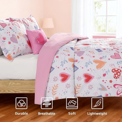 Full Size Comforter Sets for Girls-4 Pieces Printed Full Bedding Sets