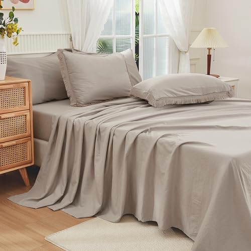 Andency Queen Comforter Set, 7 Pieces Wheat Green Bedding
