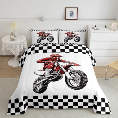 Feelyou Dirt Bike Bedding Set Kids Boys Girls Twin Size Racing Motocross