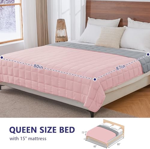 yescool King Size Weighted Blanket for Adults 30lbs, 80” x 87”, Pink Grey