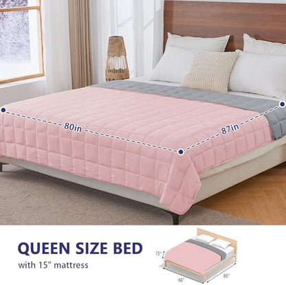 yescool King Size Weighted Blanket for Adults 30lbs, 80” x 87”, Pink Grey