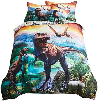 ADASMILE A & S Dinosaur Comforter Sets 6 Piece Full Bedding Sets for Boys