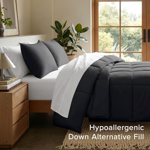 Bare Home Comforter Set - 1800 Ultra Soft (Cal King, Black)