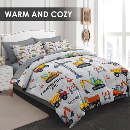 WeCozy 7 Pieces Full Comforter Set for Boys - Truck Bedding for Kids