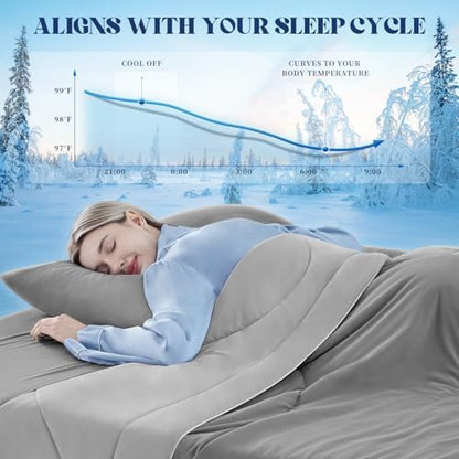 Cooling Comforter Queen Size for Hot Sleepers，80″x90″, Light Grey
