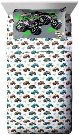 Monster Jam Trucks Twin Comforter Set 5 Piece Kids Bedding for Boys, Black