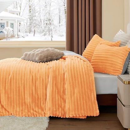 BEDELITE Fleece Full Comforter Set, Fluffy Bed Set, Coral