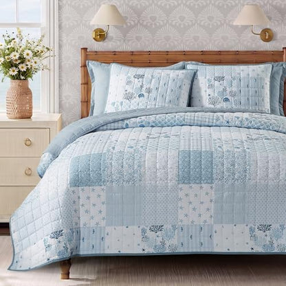 Twin/Twin XL Quilt Set-2 Pieces Soft Bedding Floral Patchwork Coverlet