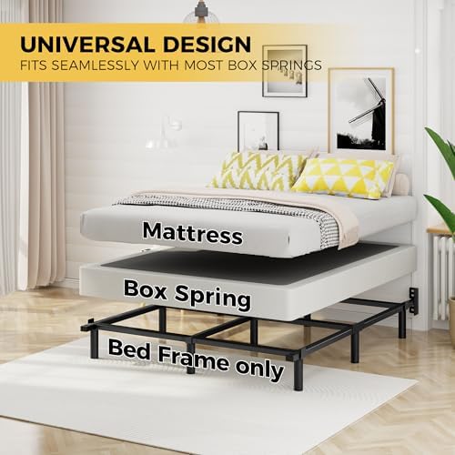 King Size Bed Frame, 7 Inch Heavy Duty Metal Base for Box Spring, 9 Legs