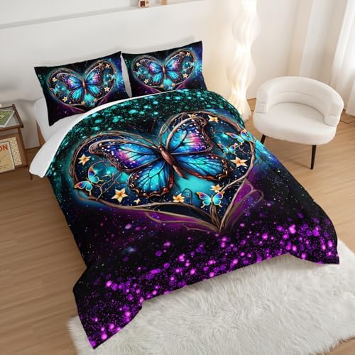 Aesthetic Butterfly Full Comforter Set with 2 Pillowcases.