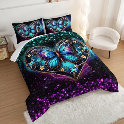 Aesthetic Butterfly Full Comforter Set with 2 Pillowcases.
