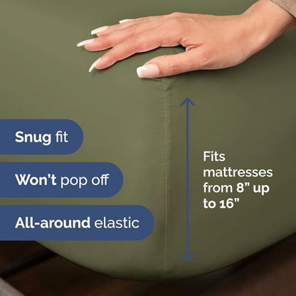 Bulk Case Pack of 16 Sheet Sets - (16) Complete Full Size Sheet Sets with Deep Pockets - Wholesale Bulk Bedding for Hotels, Spas & Airbnbs - Breathable, Cooling and Wrinkle Free - (Full, Sage Green)