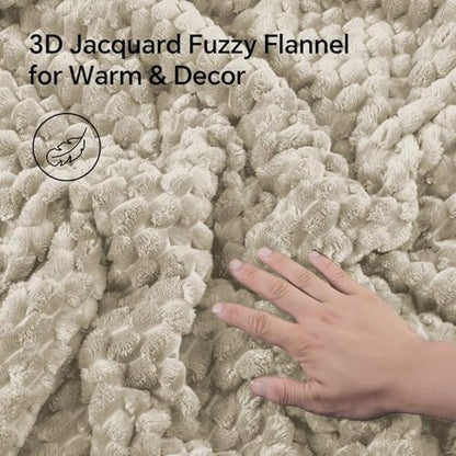 BEDELITE Fluffy King Size Comforter Set, Linen Fleece Bed Set 3 Pieces