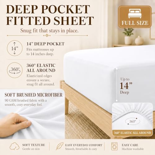 CozyLux Full Size Comforter Sets White- 7 Pieces Bed in a Bag