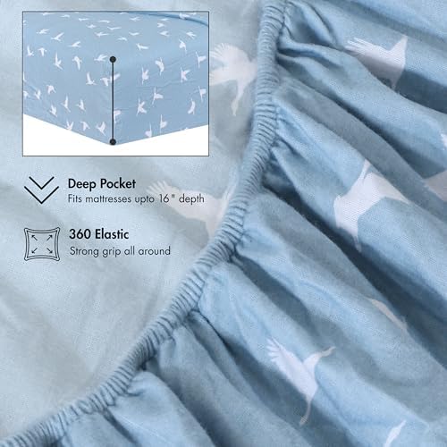 RUVANTI Flannel Sheets Set King Size,We Fly