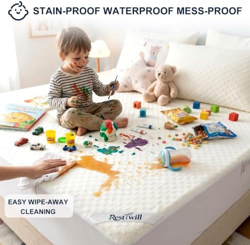 Twin Mattress Protector, Organic Cotton 3D Waffle, Dorm Ready