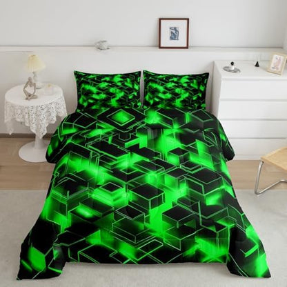Feelyou Honeycomb Hexagonal Comforter Set King Size Kids Boys Girls Bedding