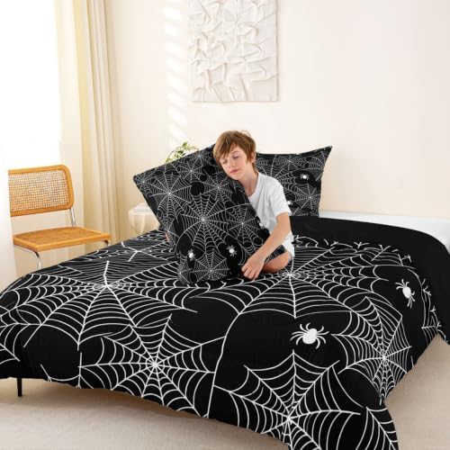 Feelyou Boys Spider Web Printed Comforter Set Twin Size for Kids Girls