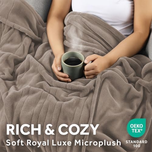 Sunbeam Electric Heated Blanket Royal Luxe Microplush Beige King 90x100