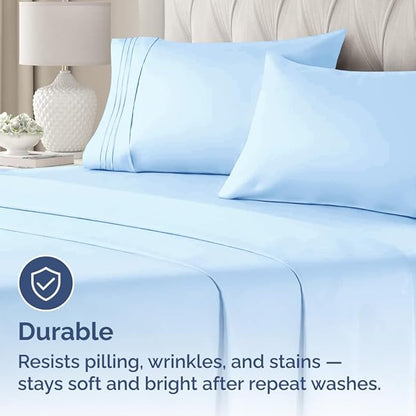 King Standard Pillow Cases Set of 2 - Soft Hotel Quality Pillowcase Covers - Comfy, Cozy & Fade Free - Wrinkle Resistant - Machine Washable Pillow Protectors - 2 Piece Set - King Standard Light Blue
