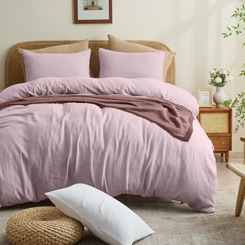 MEISHANG Muslin Duvet Cover King Size - 100% Organic Cotton