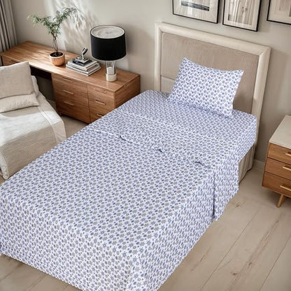 RUVANTI Flannel Sheets Twin Size, Snow Flake Grey