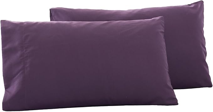 Microfiber Bed Pillowcases 2 Pack King Size, Super Soft Bed Pillow Covers Envelope Closure, Wrinkle, Fade and Stain Resistant, 20x36, Purple