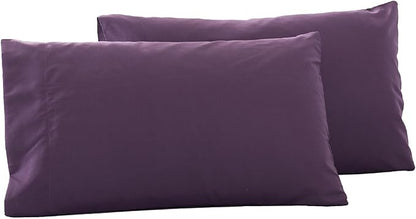 Microfiber Bed Pillowcases 2 Pack King Size, Super Soft Bed Pillow Covers Envelope Closure, Wrinkle, Fade and Stain Resistant, 20x36, Purple