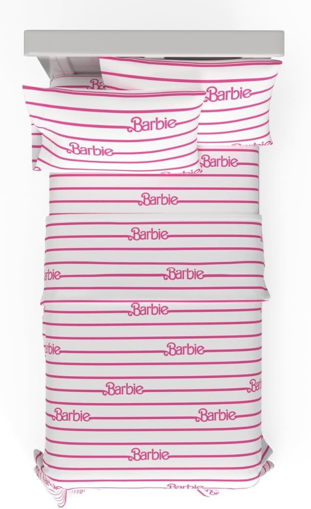 Collectibles Barbie Logo Bedding Super Soft Cozy Microfiber 3 Piece Twin Sheet Set, (Officially Licensed Product) by Franco