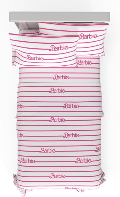 Collectibles Barbie Logo Bedding Super Soft Cozy Microfiber 3 Piece Twin Sheet Set, (Officially Licensed Product) by Franco