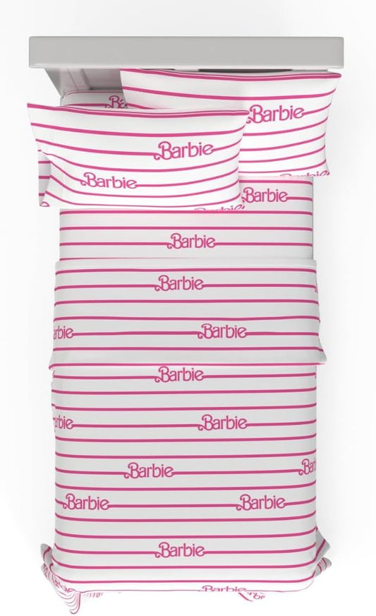 Collectibles Barbie Logo Bedding Super Soft Cozy Microfiber 3 Piece Twin Sheet Set, (Officially Licensed Product) by Franco