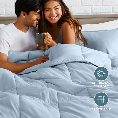 Bare Home Full Comforter Set - 1800 Ultra Soft (Full, Dusty Blue)